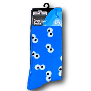 3/$20 Cookie Monster Sesame Street Funny Novelty Crew Socks - NWT
